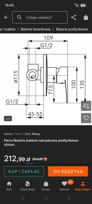 Ferro Nostris bateria natryskowa podtynkowa chrom