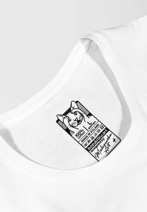 T-shirt - vegan - kot - damska L