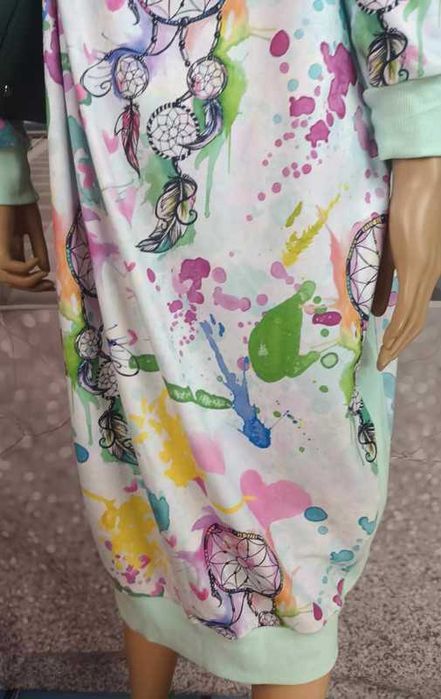 Sukienka damska maxi oversize w wielokolorowe wzory