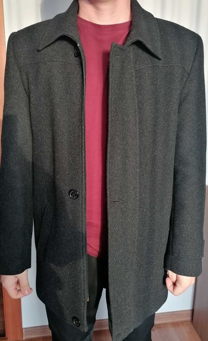 Elegancki czarny płaszcz męski wełniany M/L
