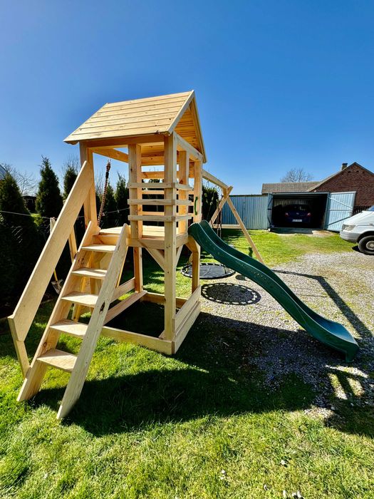 Drewniany plac zabaw dla dzieci huśtawka ślizg bocianie! Kantówka 9x9