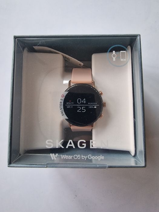 Smartwatch Skagen Falster 2 różowy pasek silikonowy mieniące kamienie