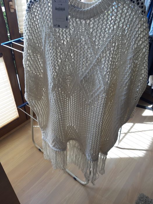 Narzutka Zara tunika L kolekcja frędzle boho lato dzianina tkmaxx