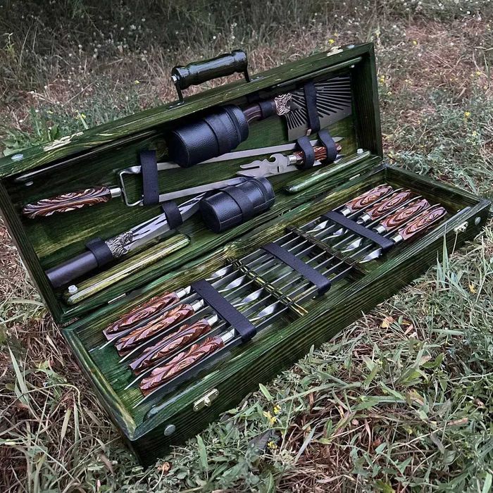 Набір шампурів у кейсі, подарунок для хлопців, подарунки для чоловіків