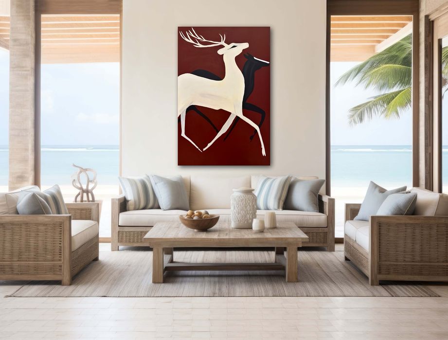 Стильна картина олені бордо тренд абстракція