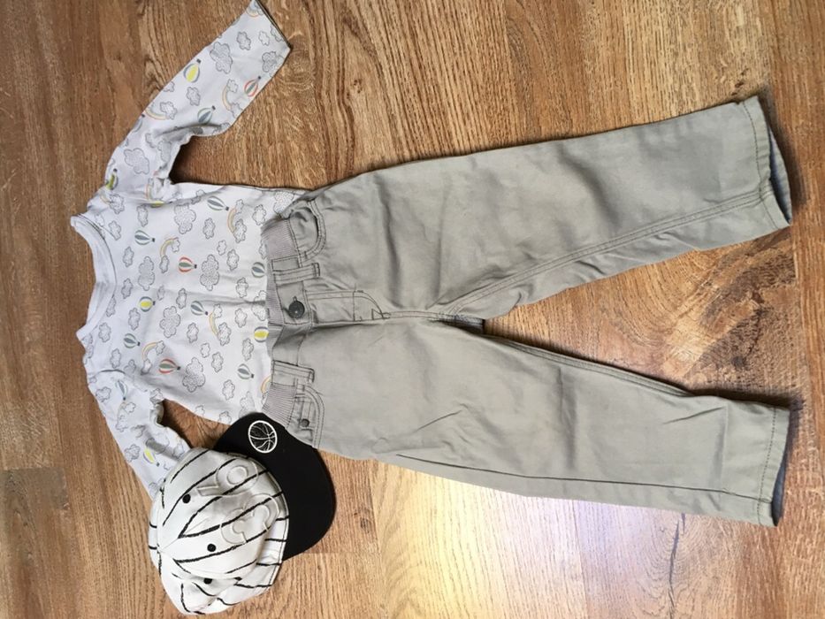 Zestaw komplet hm spodnie body hm h&m 80 szare spodenki