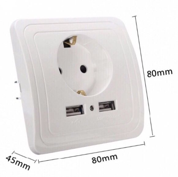 Tomada eléctrica 16A 250v com 2 USB 5V 2000ma novo