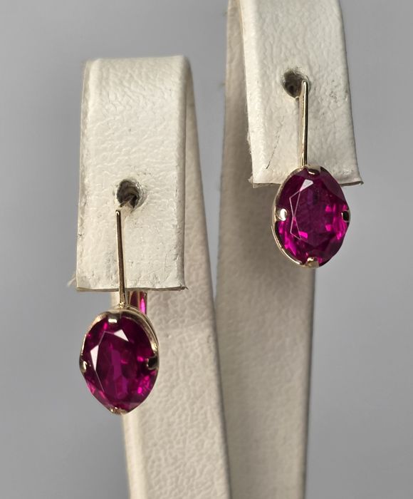 Золотые серьги ссср с рубином