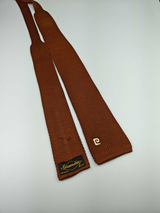 Pierre Cardin brązowy bawełniany krawat knit wrz256