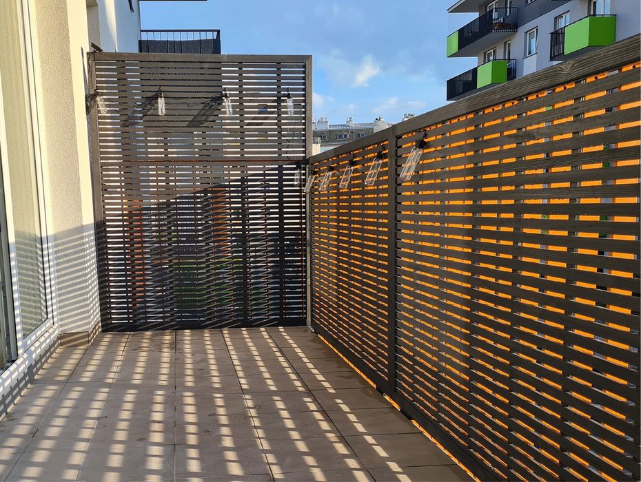 Pergola kratka oslona balkonowa drewniania 116x161