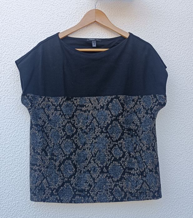 Top dois tecidos com bolsos Mango Suit