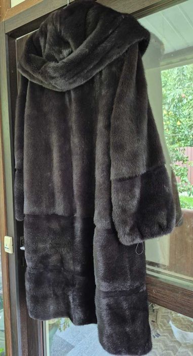 Нова норкова шуба графіт.Великий розмір