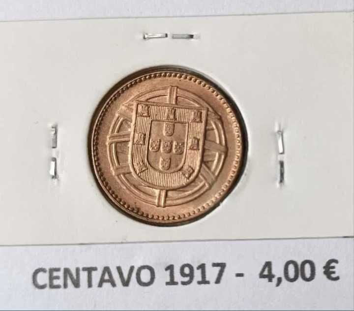 4 Moedas de 1 Centavo da 1ª República Portuguesa ( Bronze )