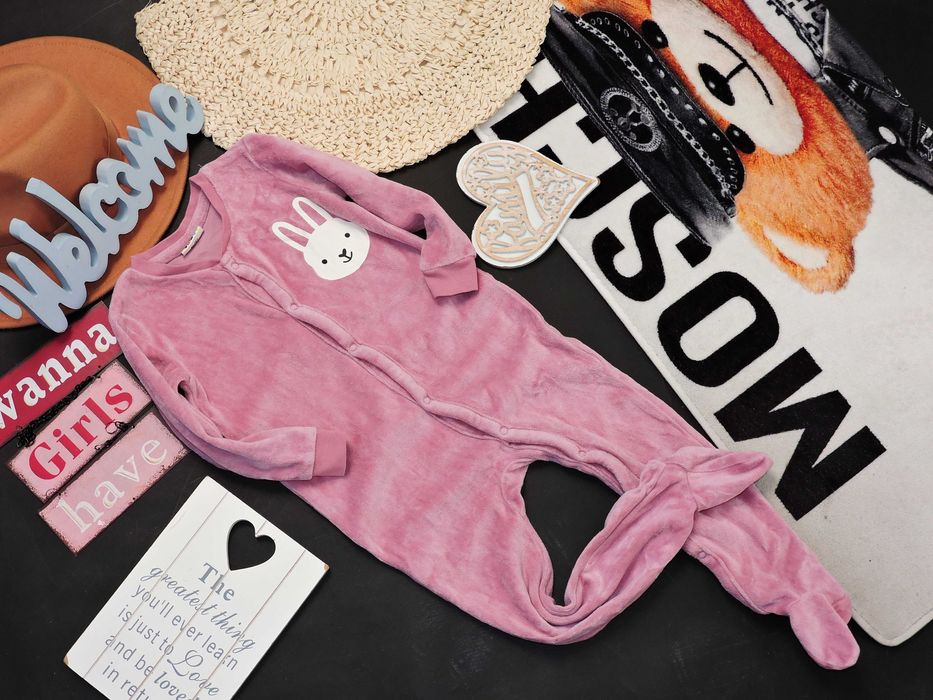 Kuniboo - welurowy pajacyk piżamka , króliczek r 86/92