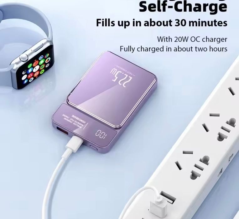 Power bank. Магнітна зарядка. 20000mAh. Фіолетовий