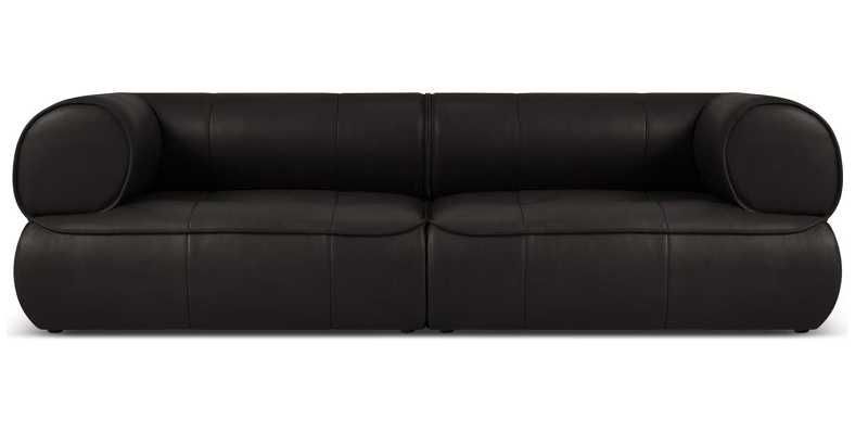 Sofa skórzana modułowa 3-os Lily Black 234x105x74cm Maison Heritage