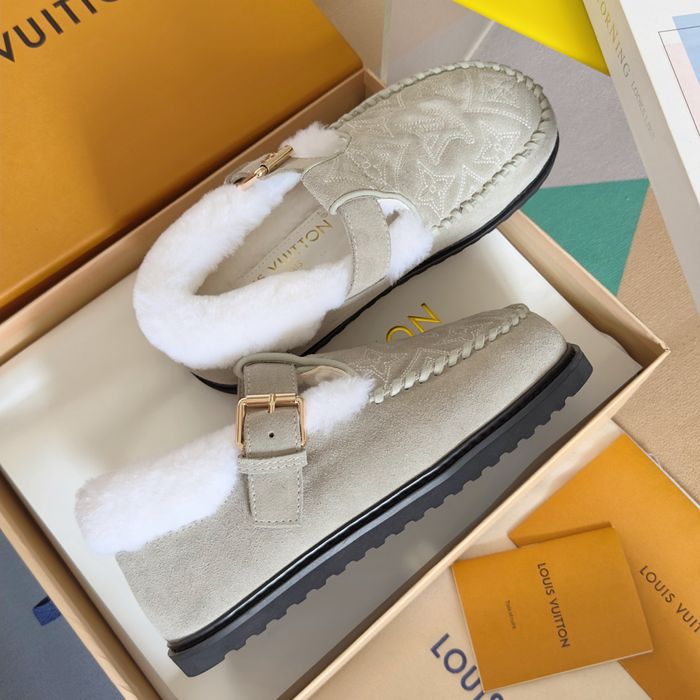 Louis Vuitton хутряні лофери – замшеві бежеві