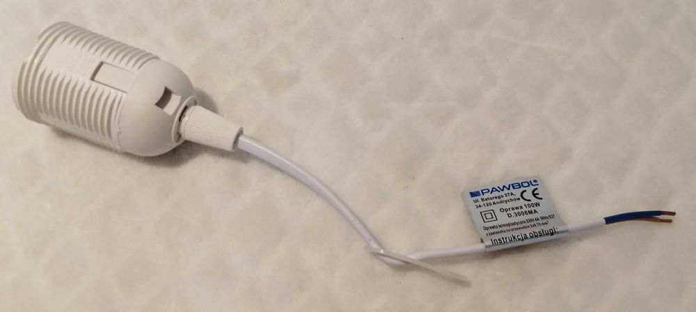 Oprawka budowlana, remontowa, E27, biała, nowa, uszczerbiona