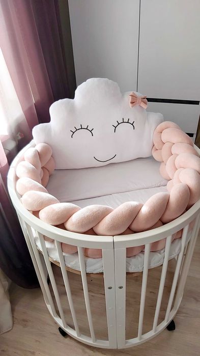 Бортик в ліжко коса 4 плетіння + подушка хмаринка