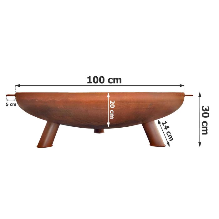 Duże Palenisko ogrodowe XL 100 cm Stal Corten grubość 3mm + Gratis