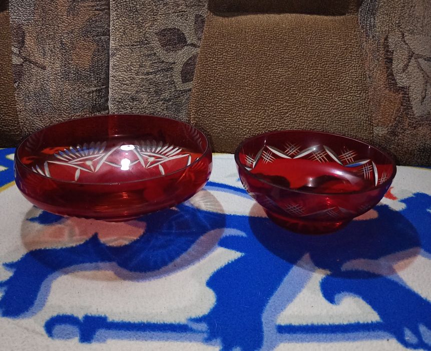 Ваза Богемское стекло.  Солатник,фрутовница,конфетница.Чехословакия