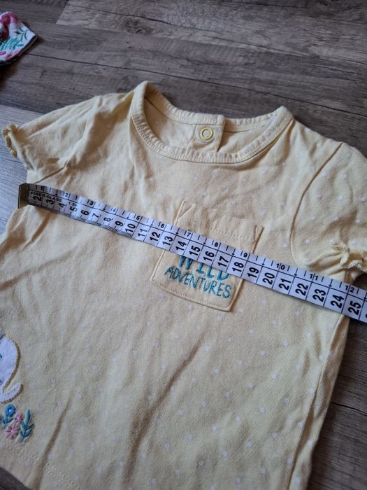 3 bluzki na krótki rękaw dla dziewczynki 62 cm