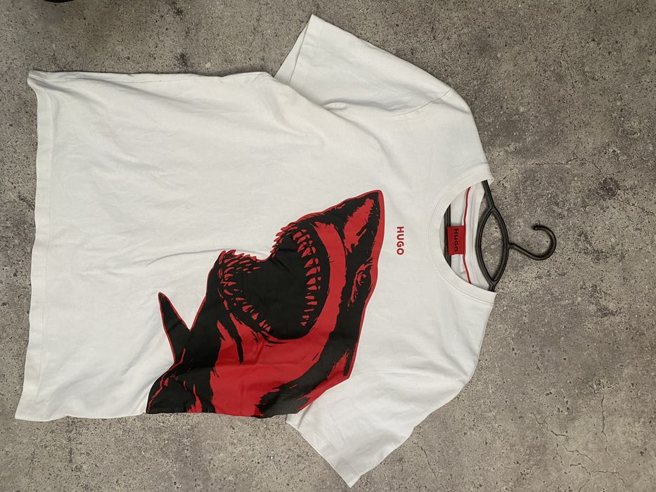 Hugo boss red Darmolejo t-shirt shark big logo white