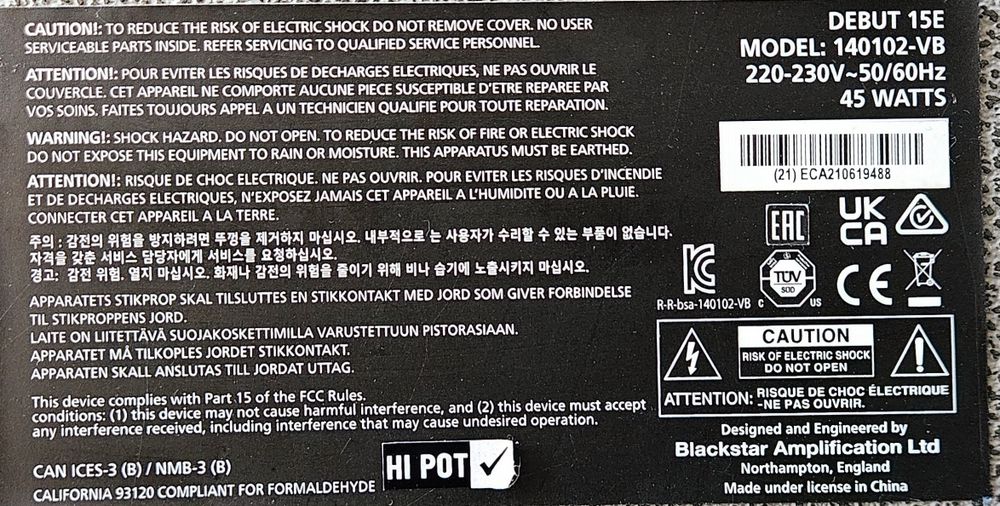 Wzmacniacz gitarowy Blackstar Debut 15eE 45W 140102-VB