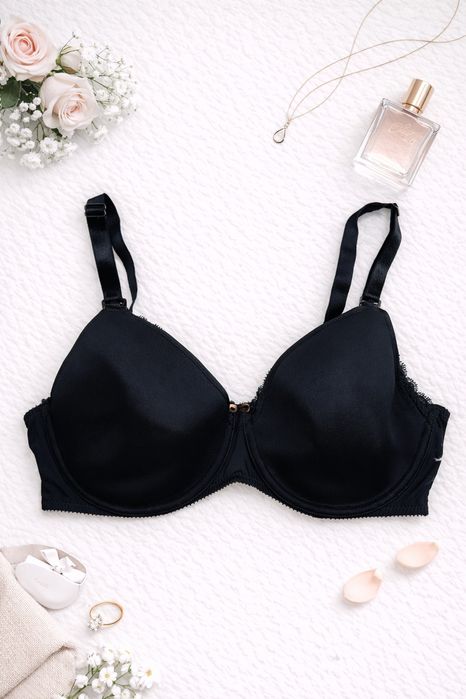 Biustonosz usztywniany do karmienia 80D czarny