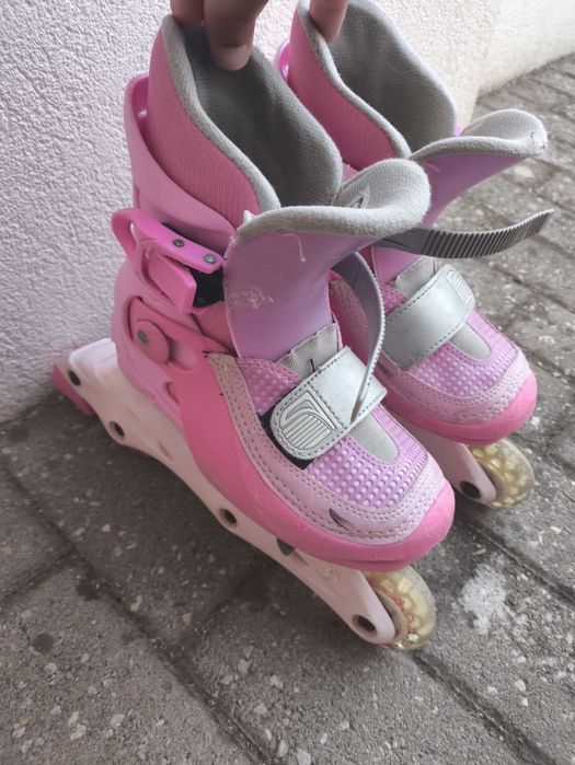 Patins Rosa para Criança + capacete