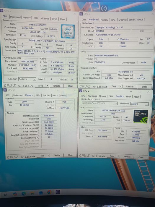 I7 8700 GTX1650 16DDR4 SSD1,1Tb