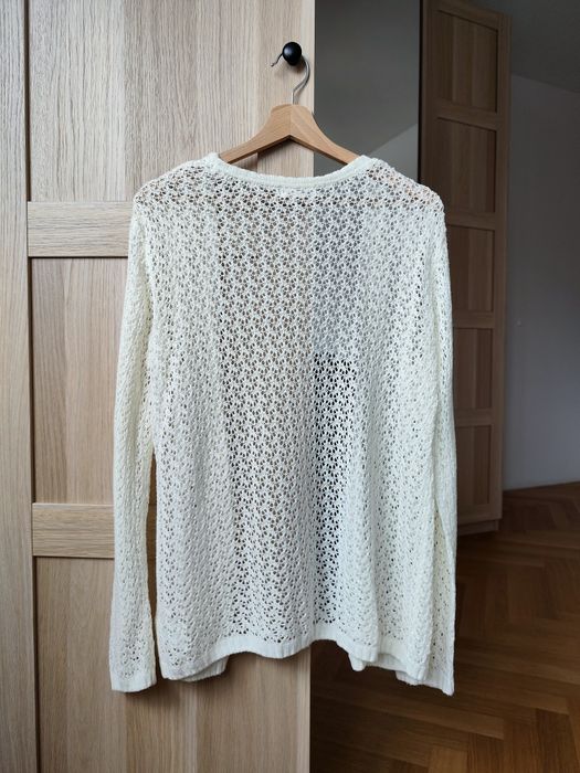Kremowy/ecru, ażurowy sweter/kardigan, H&M