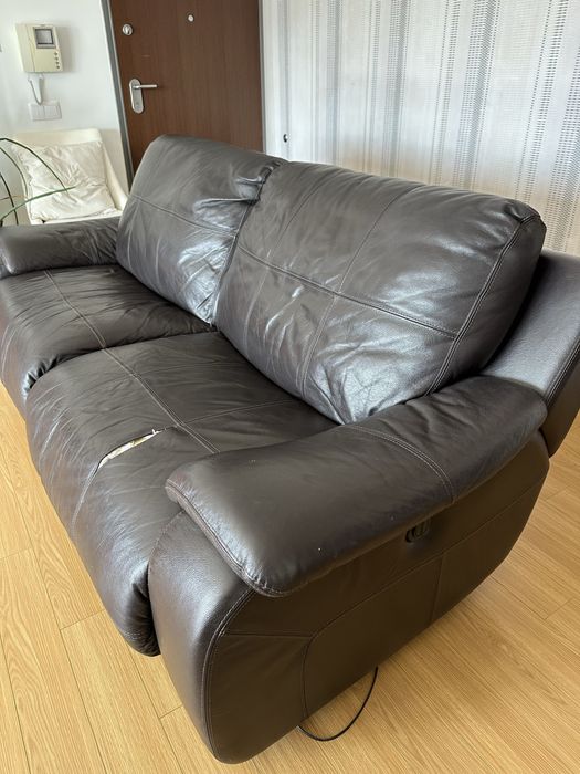 Sofá em pele Chateau d'Ax - 2 lugares - castanho escuro