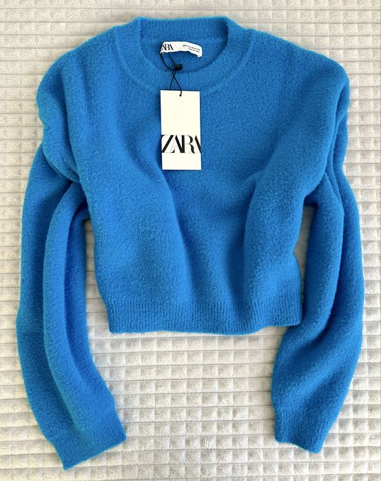Zara niebieski krótki sweterek oversize M
