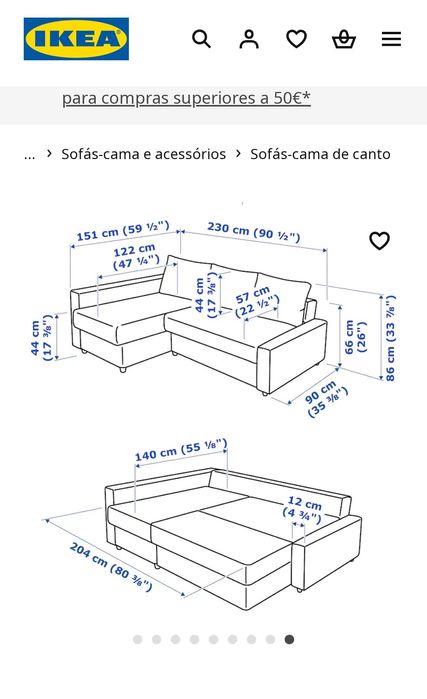 Sofá-cama, três lugares, azul, IKEA