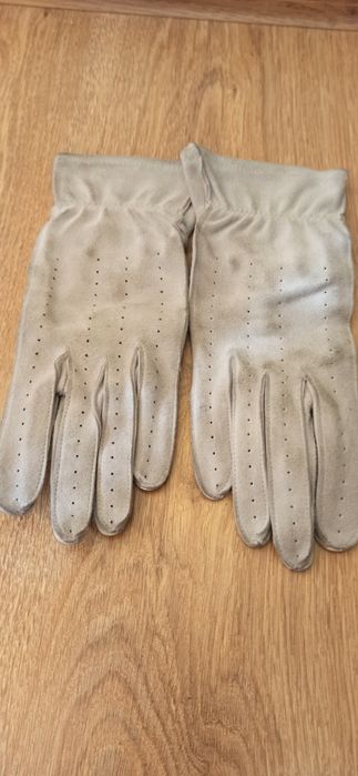 Rękawiczki damskie skórzane białe-rozmiar 22