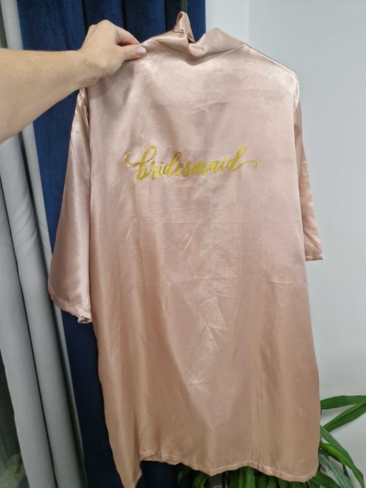 Szlafrok BRIDESMAID dla druhny rose gold, róż rom. M