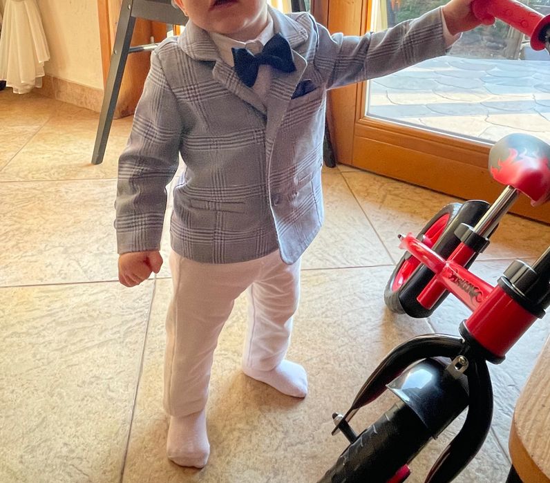 Garnitur dla chłopca chrzest roczek r.74 Mayoral buciki r.19