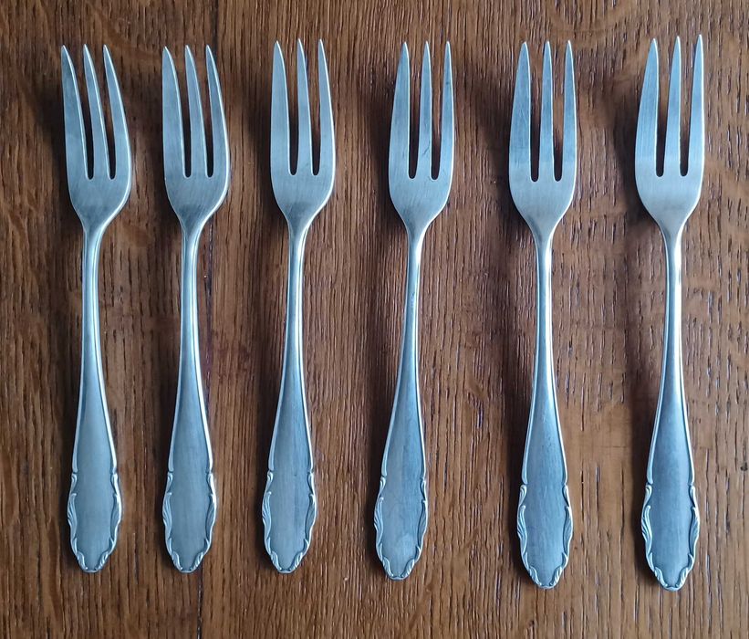 Posrebrzane widelczyki do ciasta (komplet 6 szt.) - niemiecki WMF