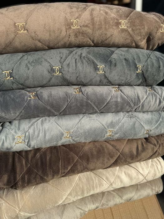 Велюрове покривало Шанель стьобане гарне і якісне, Плед покрывало Хит