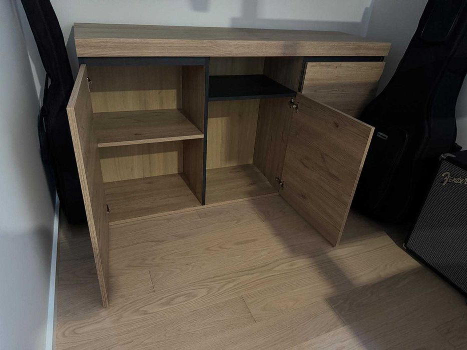 Aparador Madeira Novo Carvalho e Preto Moderno, Nórdico