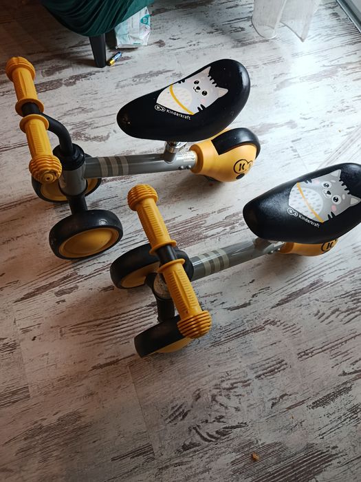Dwa żółte rowerki Kinderkraft – idealne dla bliźniaków!