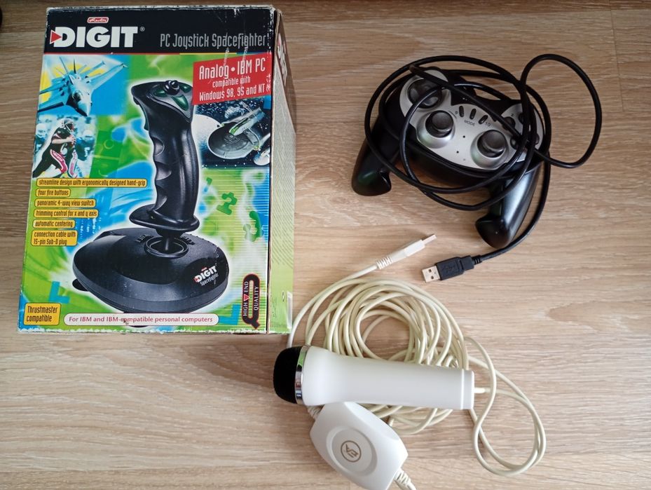 Zestaw retro do PC – joystick Hama Digit + pad USB + mikrofon – sprawne