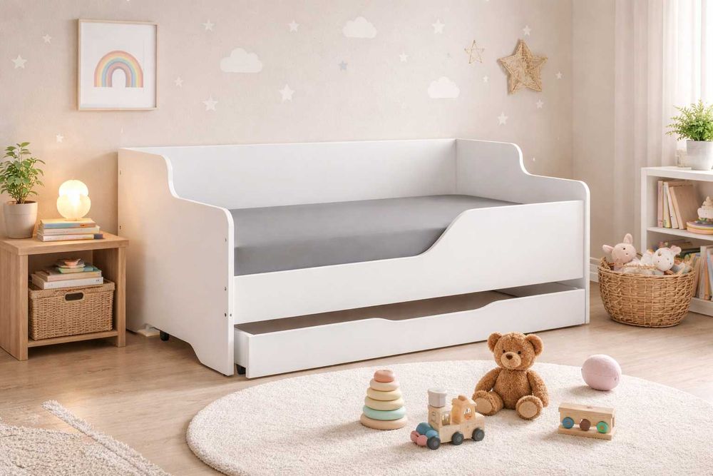 Łóżko dziecięce LILU 160x80 materac+ szuflada BIAŁA SOFA