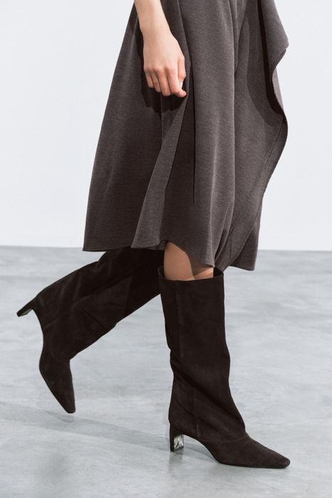 Замшеві чоботи Zara розмір 40