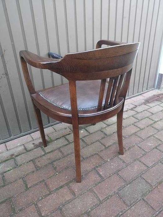 Stary Fotel Krzesło Dębowy Gabinetowy Secesja Antyk Po Renowacji.