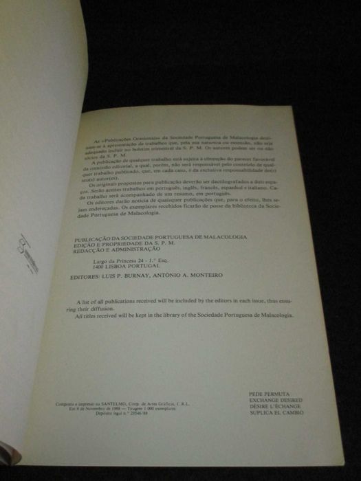 Livro História da Malacologia em Portugal Burnay Monteiro