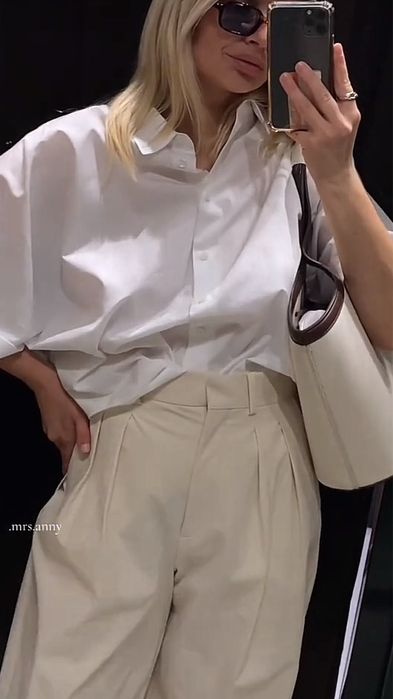 Брюки штани з защіпами білі ZARA