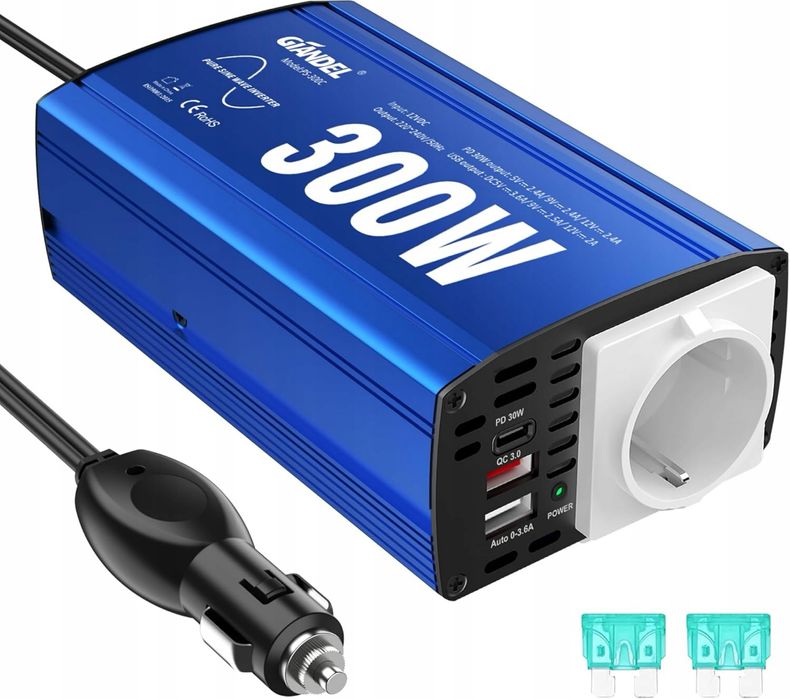 Konwerter napięcia sinusoidalnego 300W 12V DC 230V AC z podwójnym USB
