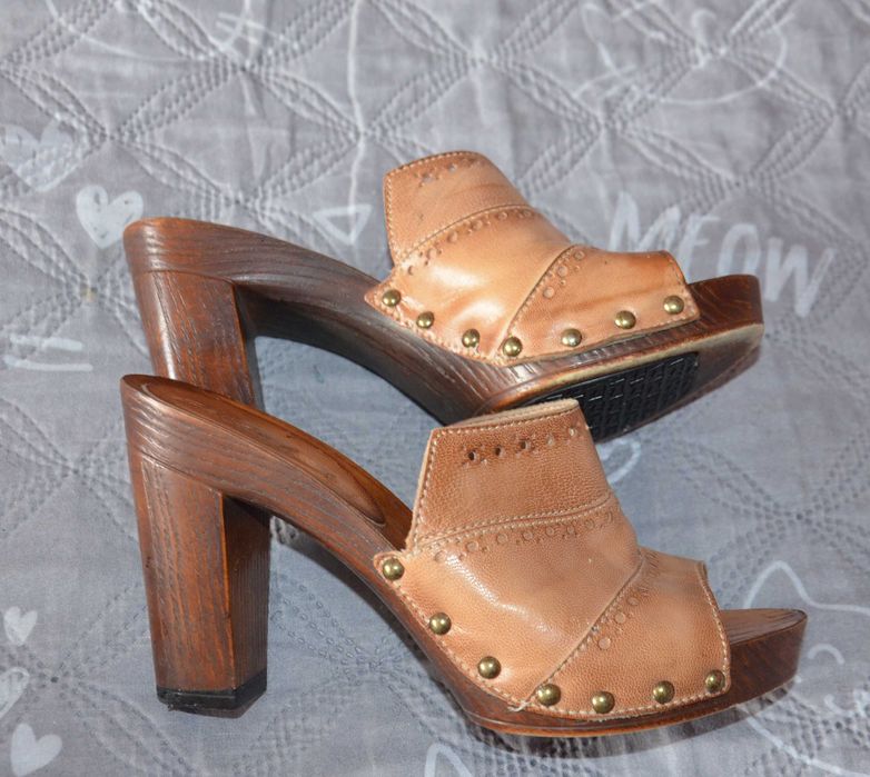 klapki skórzane na drewnianej podeszwie LASOCKI rozmiar 36